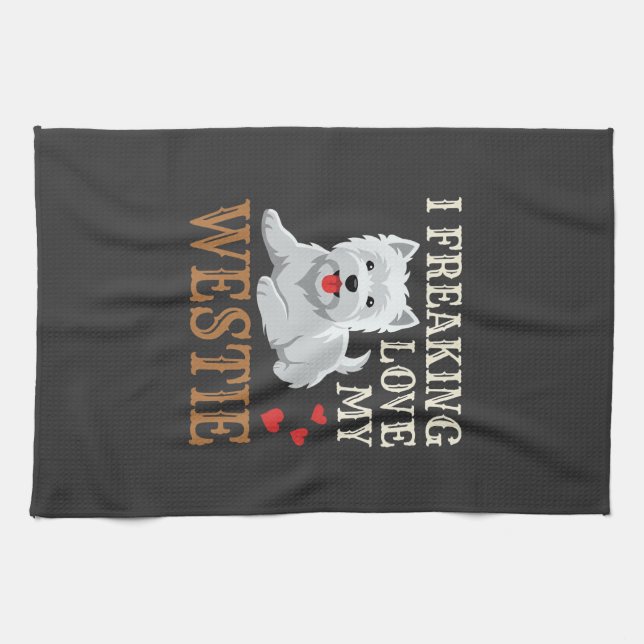 Westie Dog Love Typography Tea Towel (Horizontal)