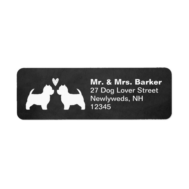 Westie Dog Silhouettes with Heart Return Address (Front)
