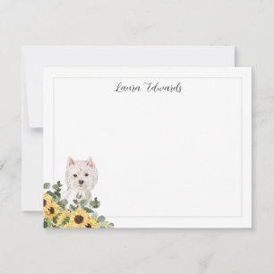 Westie Dog Sunflower Eucalyptus Personalised Card