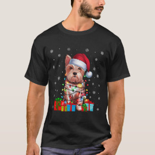 Westie Dog Ugly Xmas Lights Santa Hat Westie Dog C T-Shirt