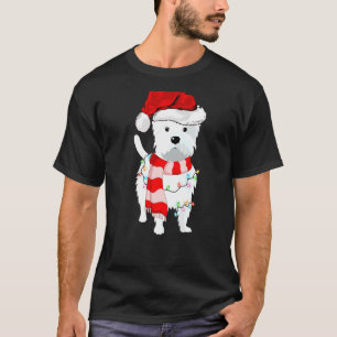 Westie Dog Xmas Lighting Santa Hat Westie Christma T-Shirt