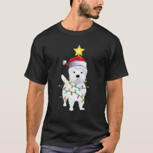 Westie Dog Xmas Lighting Tree Matching Westie Chri T-Shirt