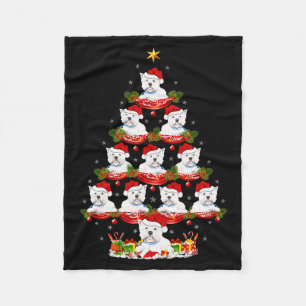Westie Dog Xmas Tree Lighting Westie Christmas Fleece Blanket