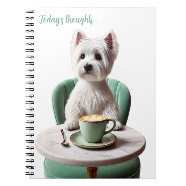 Westie drinking latte Journal (Front)