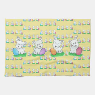 Westie Easter Tea Towel
