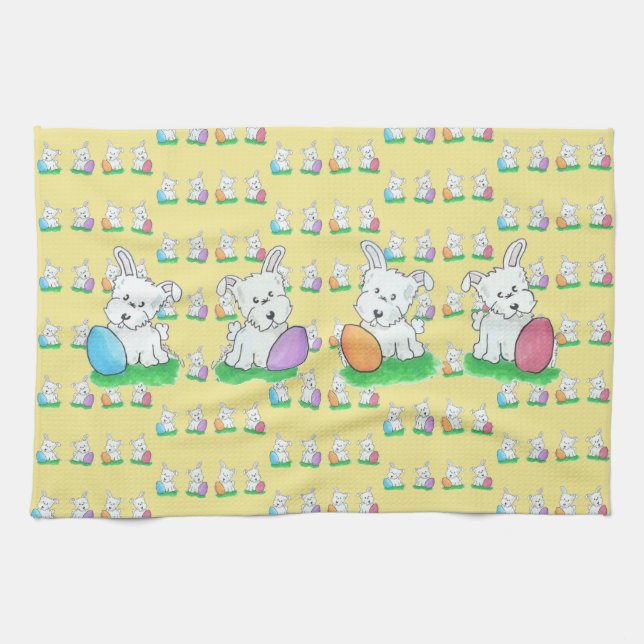 Westie Easter Tea Towel (Horizontal)