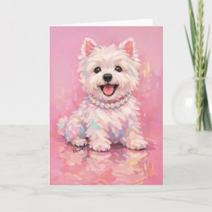 Westie Elegant Pink Portrait Card