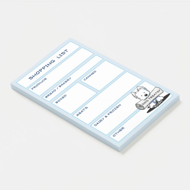 Westie Fan Organised Grocery List Post-its Post-it Notes (Angled)