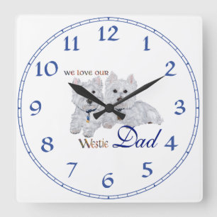 Westie Father's Day Square Wall Clock