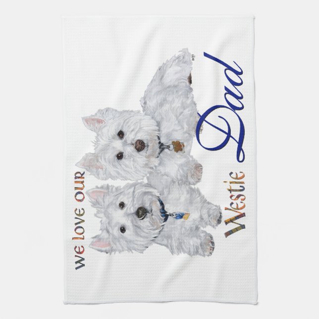 Westie Father's Day Tea Towel (Vertical)