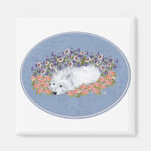 Westie Floral Repose Magnet