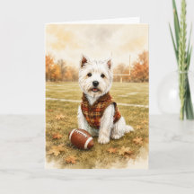 Westie Football Fall Greeting Card