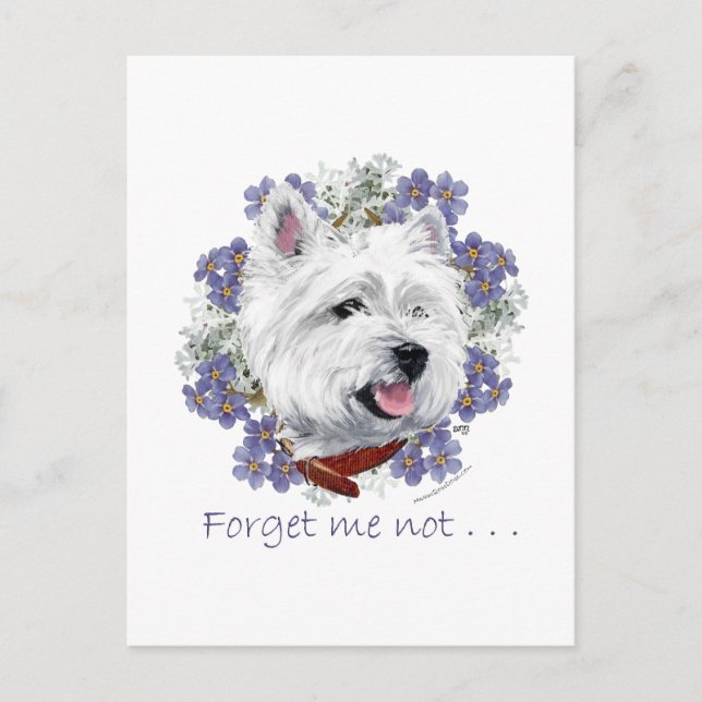 Westie Forget Me Not Postcard (Front)