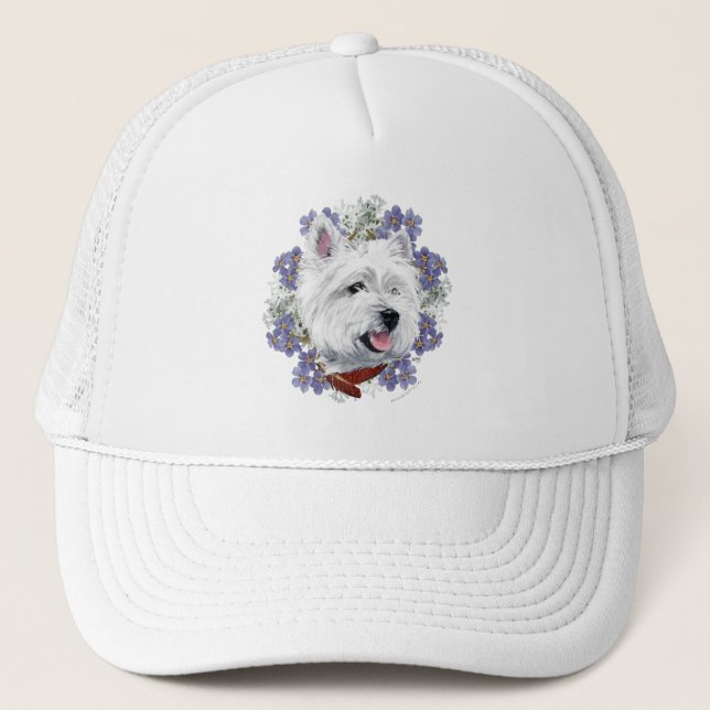 Westie Forget Me Not Trucker Hat (Front)