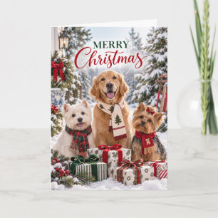 Westie Golden Retriever Yorkie Christmas Card