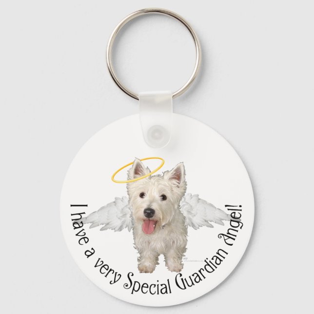 Westie Guardian Angels Key Ring (Front)