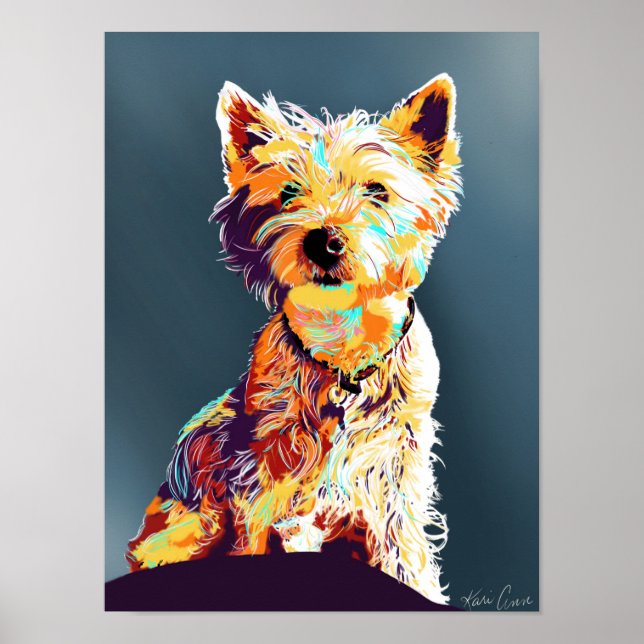 Westie, hand-drawn pop-art Style Poster (Front)