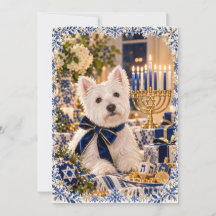Westie Hanukkah Flat Card
