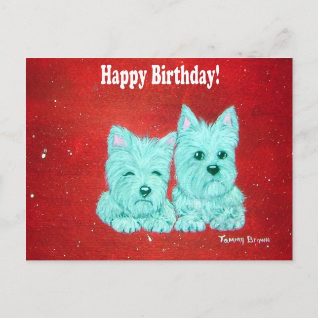Westie Happy Birthday postcard (Front)