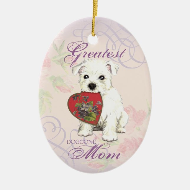 Westie Heart Mum Ceramic Ornament (Front)