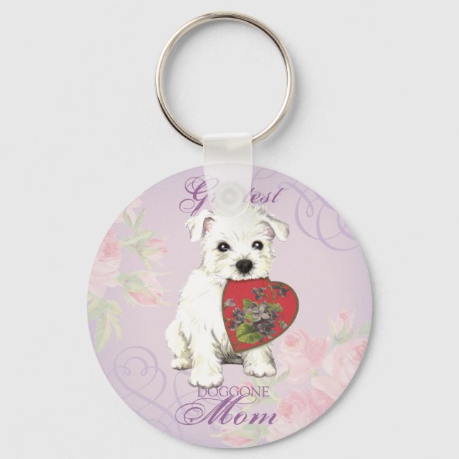 Westie Heart Mum Key Ring (Front)