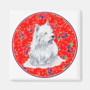 Westie Here Comes Santa Claus Magnet