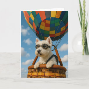 Westie Hot Air Balloon Greeting Card - Blank