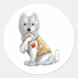 Westie I Love Mum Tattoo Dog Shirt Funny Mothers D Classic Round Sticker