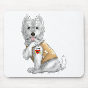 Westie I Love Mum Tattoo Dog Shirt Funny Mothers D Mouse Pad