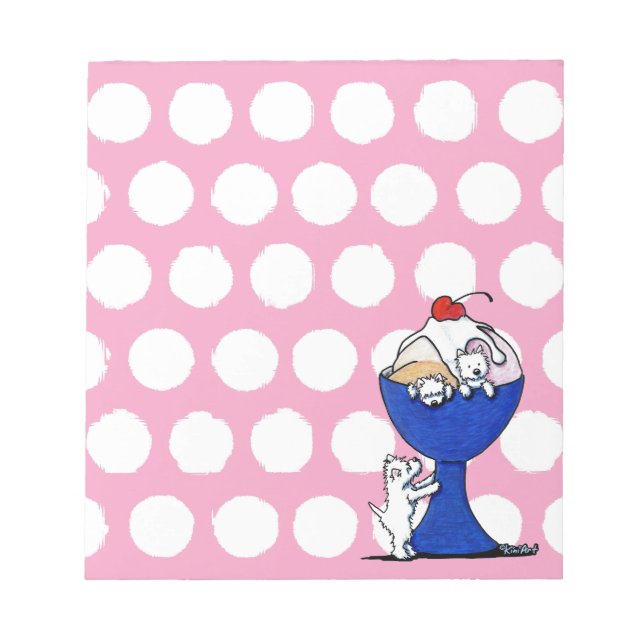 Westie Ice Cream Dog Party Notepad (Front)