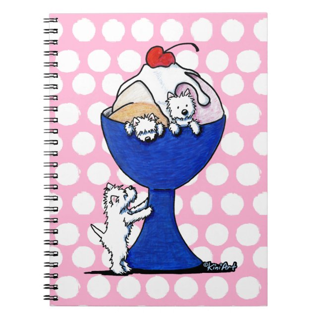 Westie Ice Cream Party Spiral Notebook (Front)