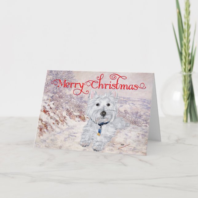 Westie in Winter Holiday Card (Front)