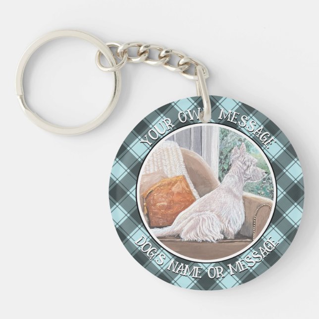 Westie Looking Out a Window Key Ring (Front)