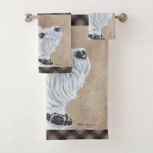 Westie Looking Up Profile B Bath Towel Set