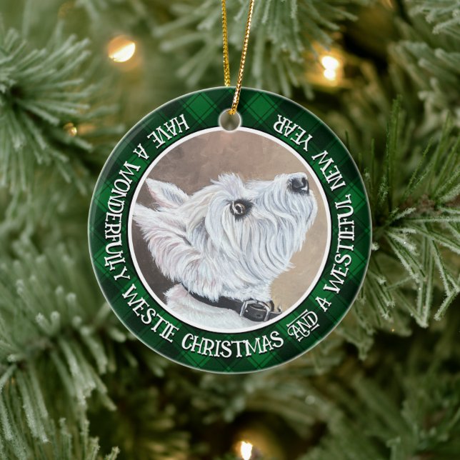 Westie Looking Up Profile B Ceramic Tree Decoration (Tree)