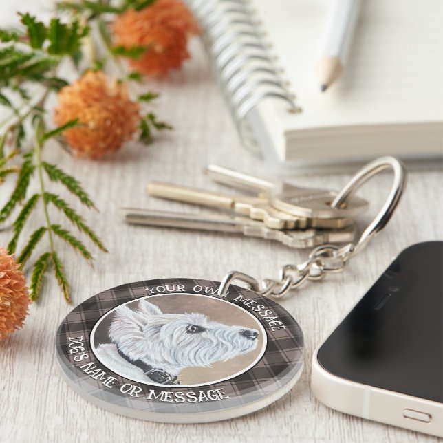Westie Looking Up Profile B Key Ring (Front Right)