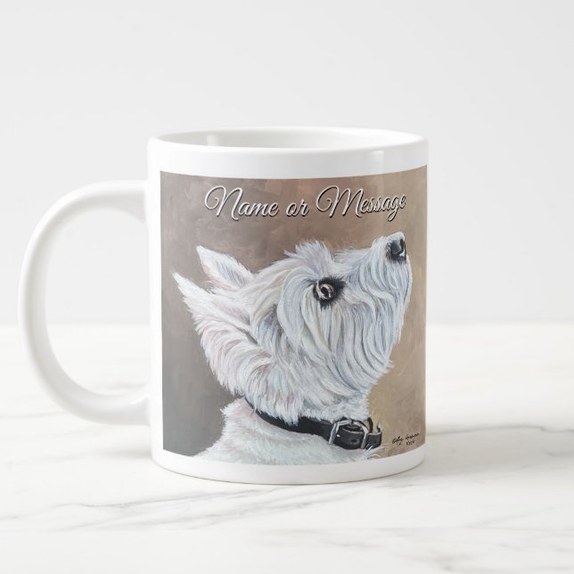 Westie Looking Up Profile B Large Coffee Mug (Left)