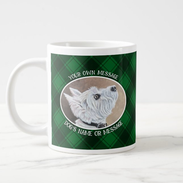 Westie Looking Up Profile B Large Coffee Mug (Left)