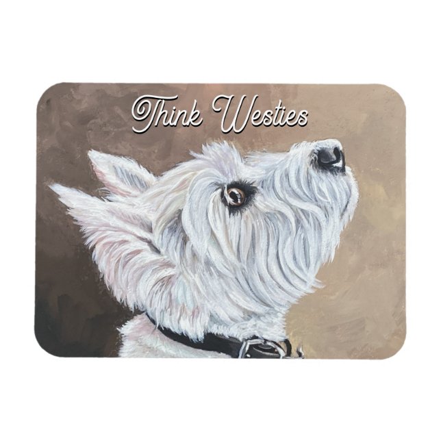 Westie Looking Up Profile B Magnet (Horizontal)
