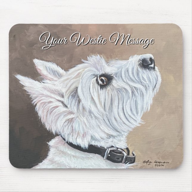 Westie Looking Up Profile B Mouse Pad (Front)