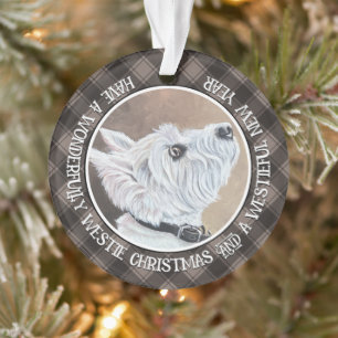 Westie Looking Up Profile B Ornament