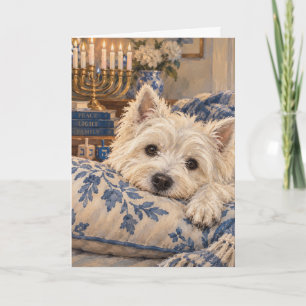 Westie Menorah Hanukkah Jewish Card