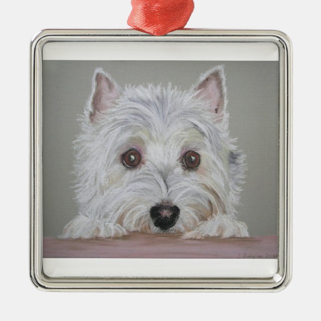 Westie Metal Tree Decoration (Front)