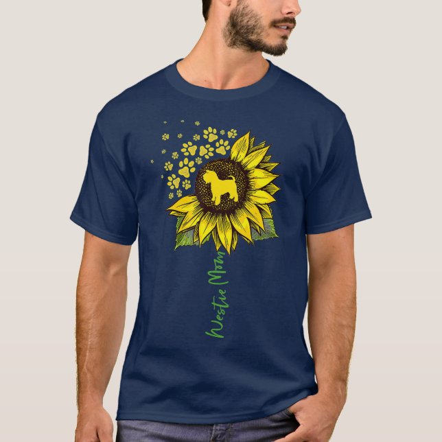 Westie Mum Sunflower West Highland Terrier Gifts T-Shirt (Front)