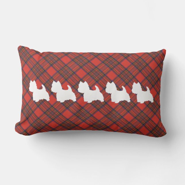 Westie on Tartan PILLOW (Front)