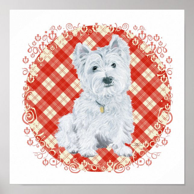 Westie on Tartan Poster (Front)