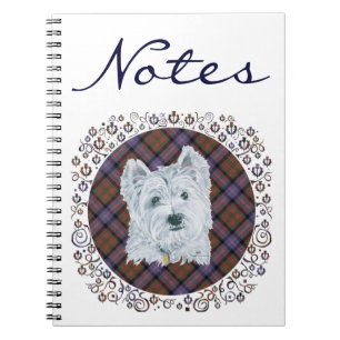 Westie on Tartan Spiral Notebook