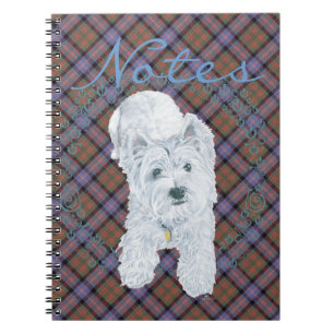 Westie on Tartan Spiral Notebook