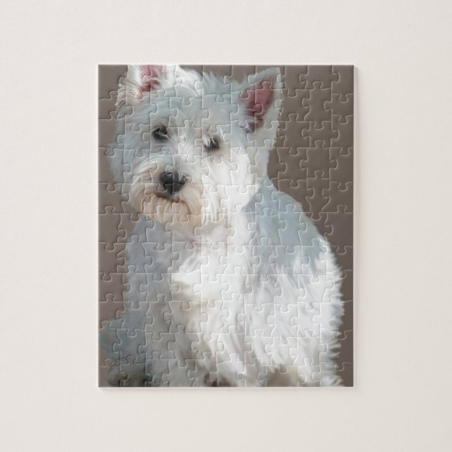 WESTIE ON TAUPE JIGSAW PUZZLE (Vertical)
