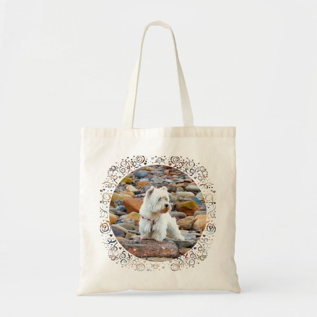 Westie on the Rocks Tote Bag (Front)